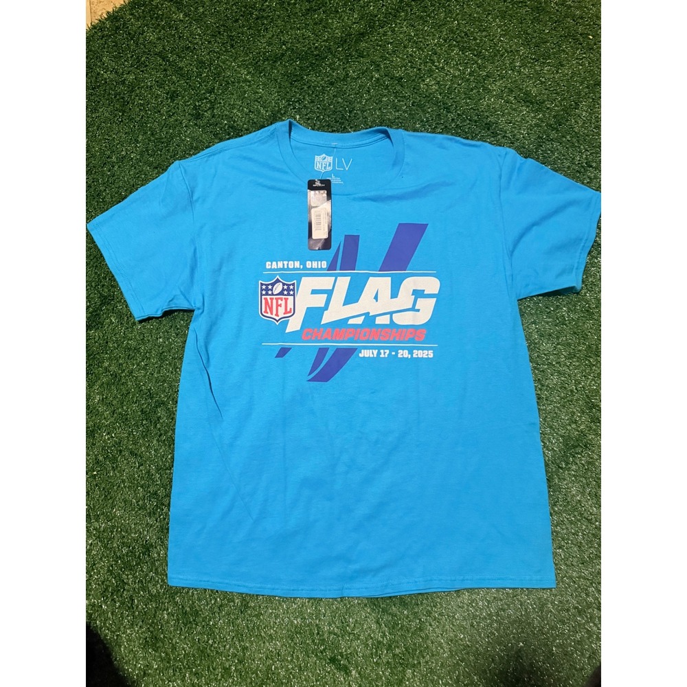NFL Flag Championships 2025 Canton Ohio T-Shirt Mens Large Blue FC25MT000104 NWT